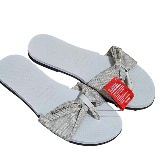 Havaianas Beige Fabric Women's Sandals Sz 7/8W - Picture 1 of 6